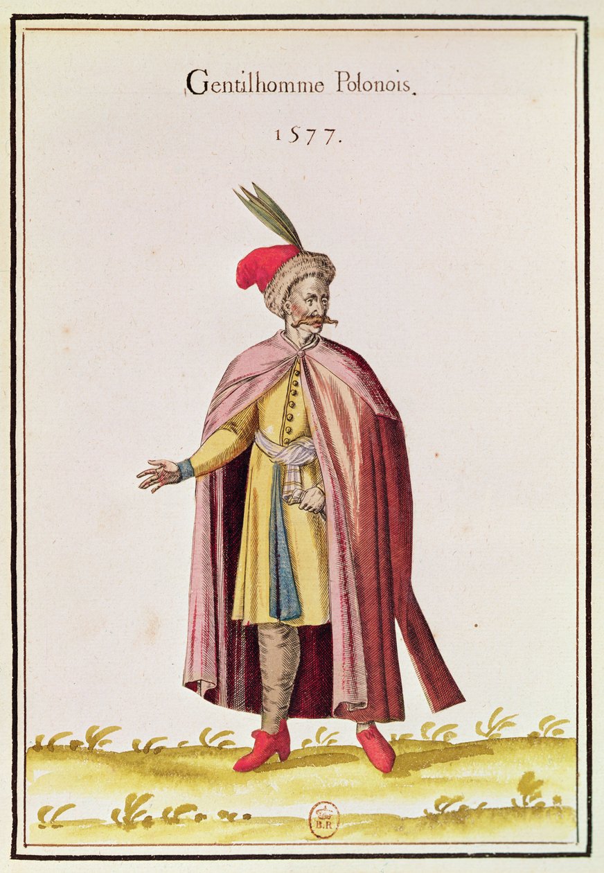 Nobre polonês, 1577 (gravura a cores) de French School