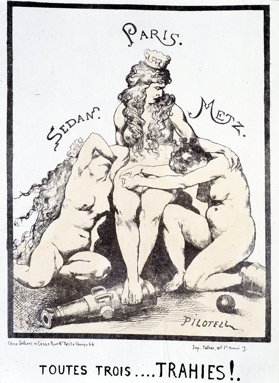 Desenho animado político "Os três... traídos!" de French School