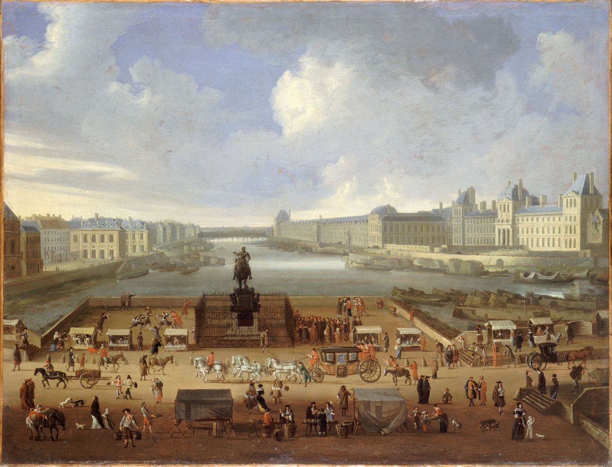Pont Neuf e o Louvre, c.1669 (óleo sobre tela) de French School