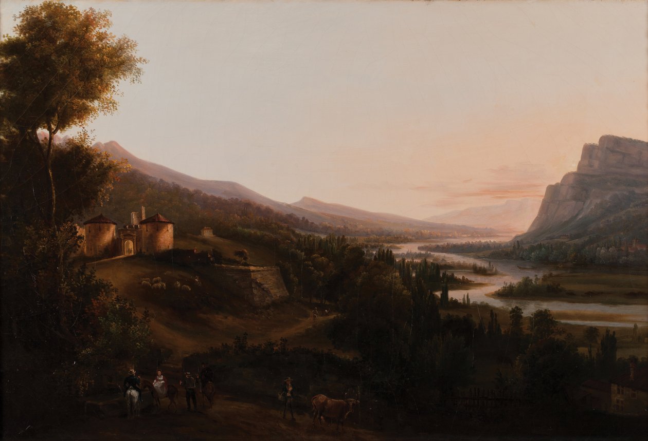 Vale de Pontcharra ou Vale de Isère, Château Bayard 1800 1850 (Óleo sobre tela) de French School