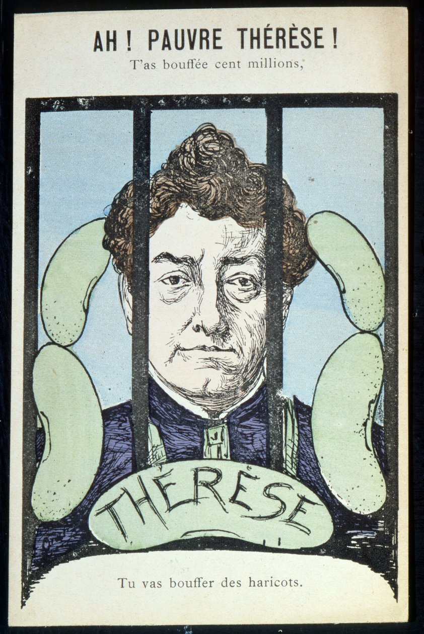 Pobre Therese, você engoliu um milhão, você está prestes a engordar feijão, c.1903 de French School
