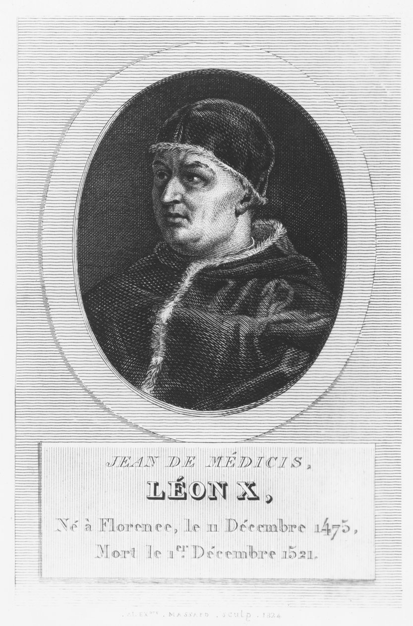 Papa Leão X, Giovanni di Lorenzo de Medici (gravura) de French School