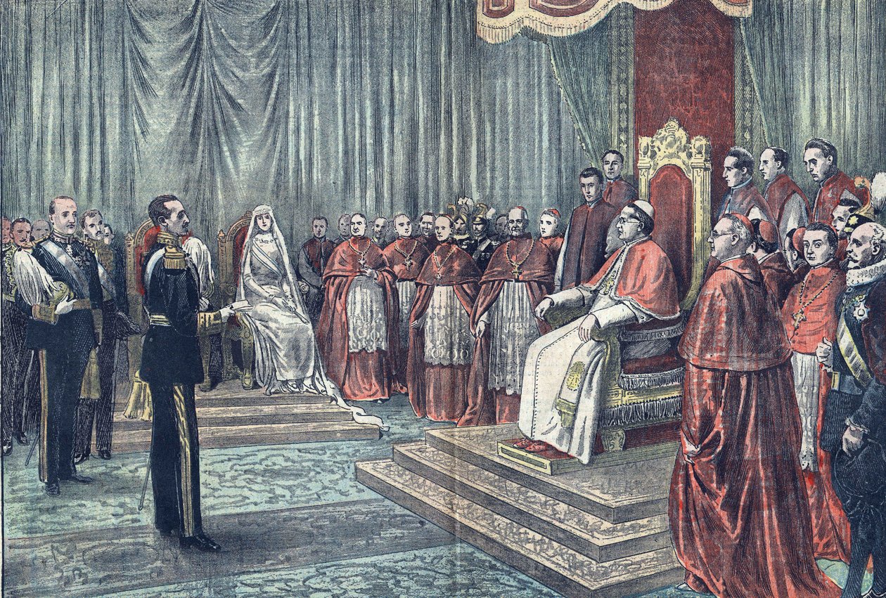 O Papa Pio XI recebe em audiência solene os governantes de Espanha, em "Le Pelerin de French School