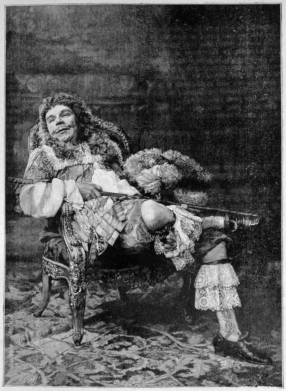 Poppy no papel de Mascarille em "Les Precious Ridcules" de Molière. de French School