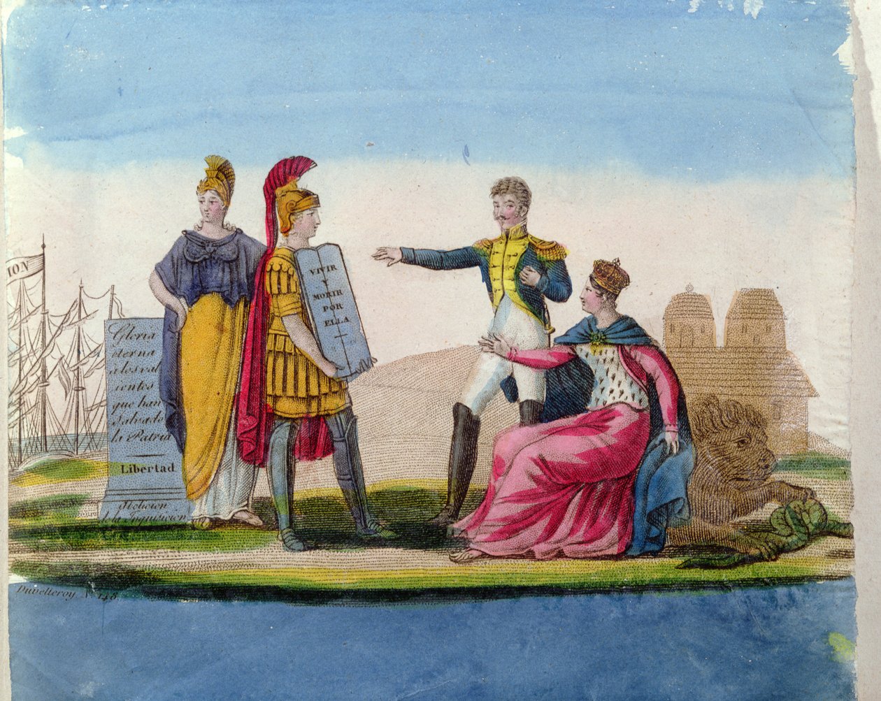 Imagens populares em homenagem a Bolívar, c.1820-30 (gravura a cores) de French School