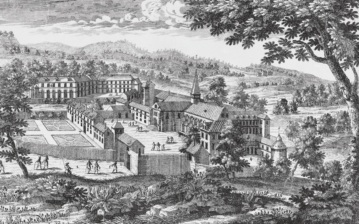 Port-Royal-des-Champs Abbey, gravura, França de French School