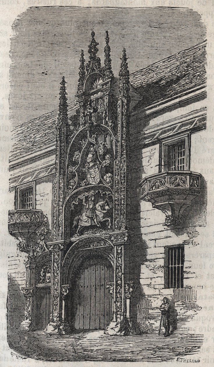 Porta do Palácio Ducal de Nancy (Palácio dos Duques de Lorena) (1502-1512) - gravura em "Histoire de France" de Victor Duruy (1811-1894) - 1882 de French School