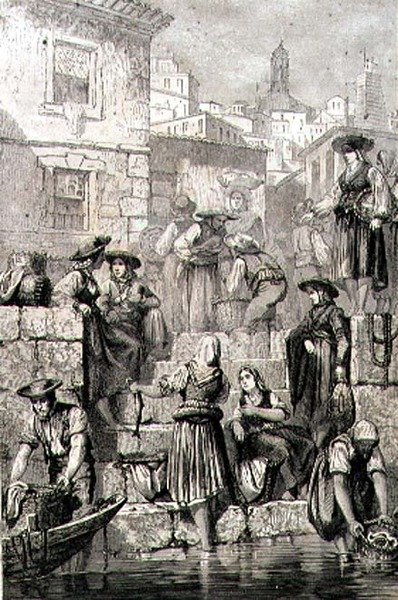 Pescadores do Porto na década de 1860 (gravura) de French School
