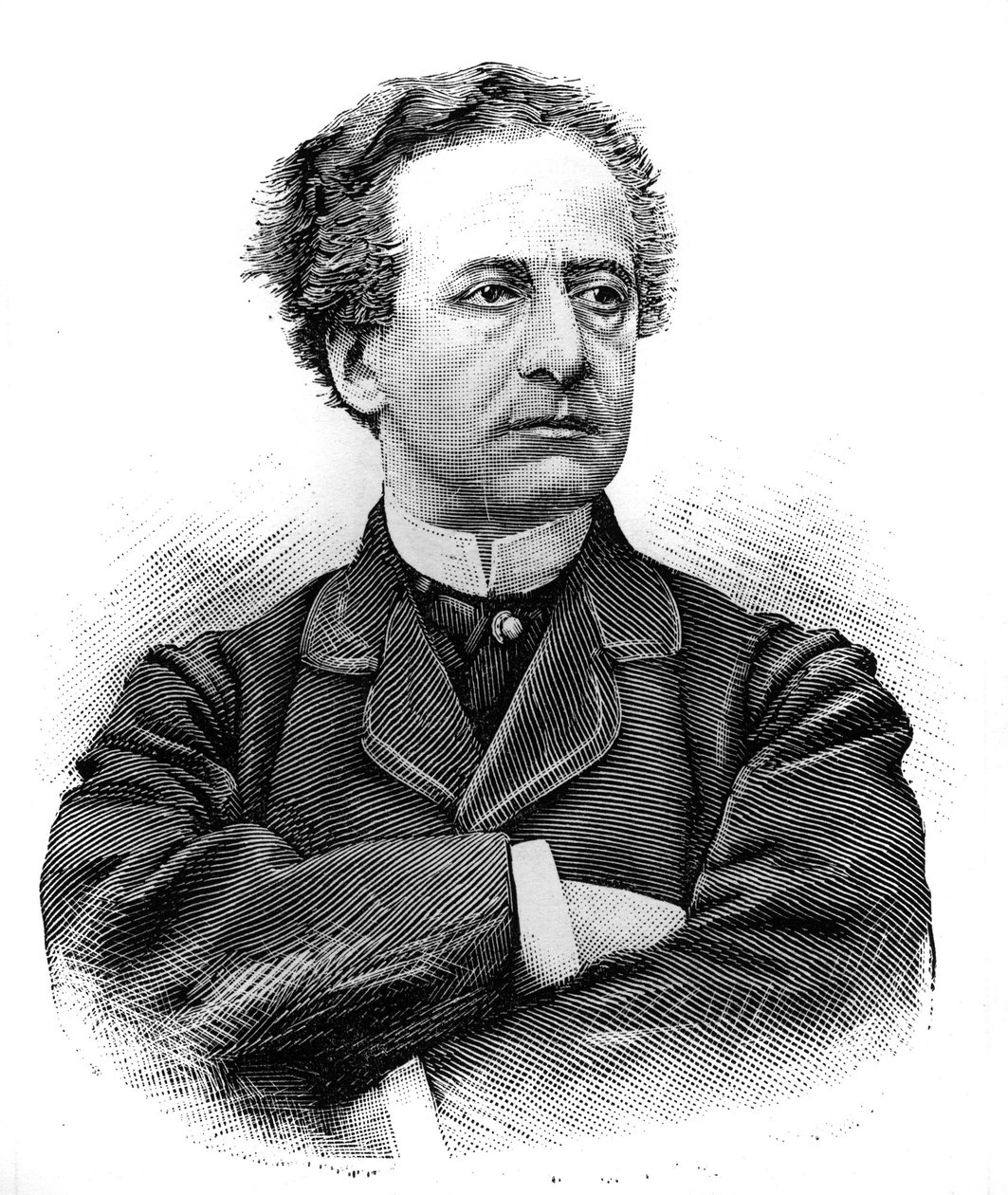 Retrato de Jean Baptiste Prospere Bressant (1815-1886) (Jean-Baptiste-Prospere), comediante francês da Comediante Francaise. Gravação em "Le Monde Illustre", 30 de Janeiro de 1886. de French School