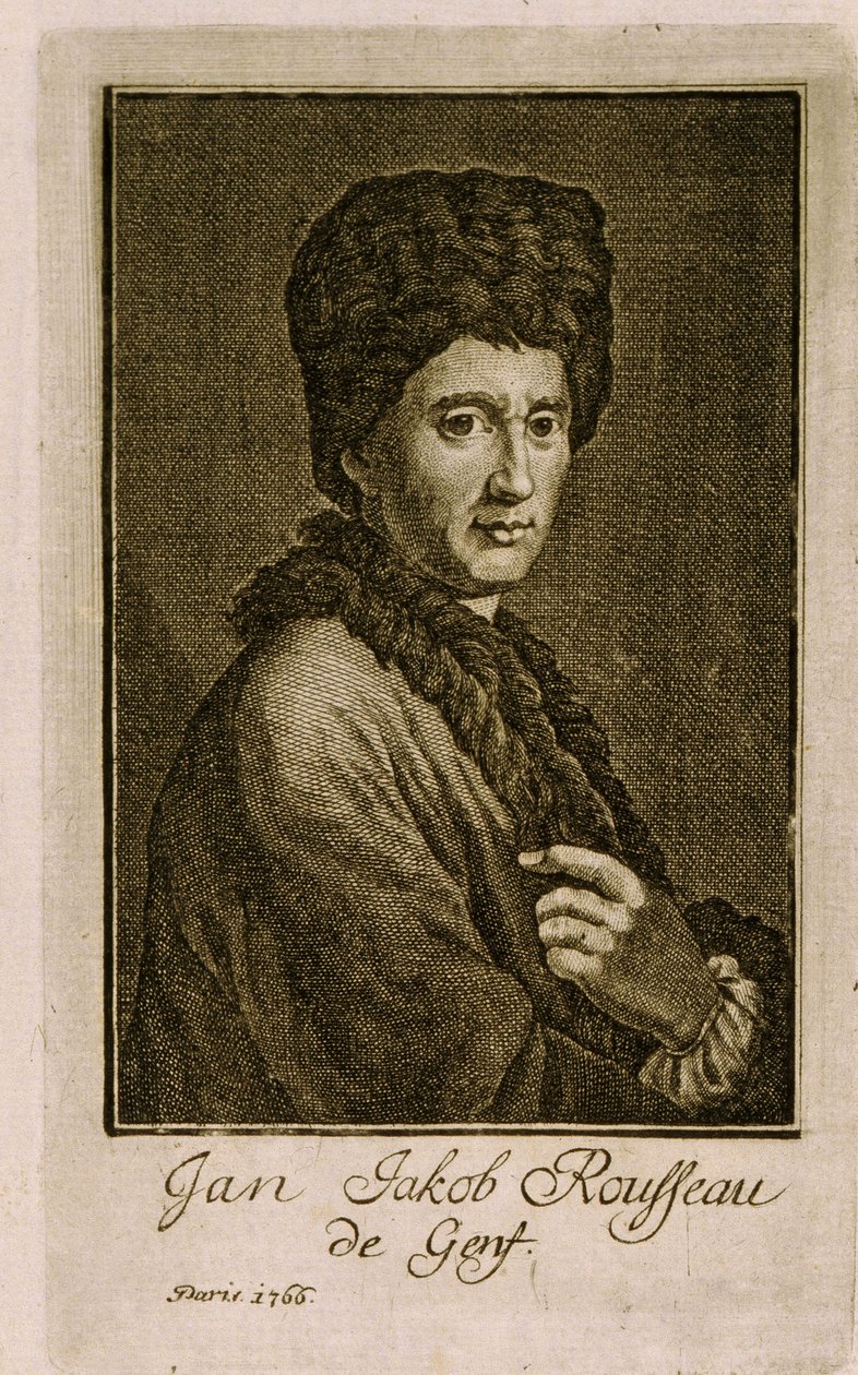Retrato de Jean Jacques Rousseau (1712-1778). Trabalho anônimo, gravura de 1766. Arte francesa de French School