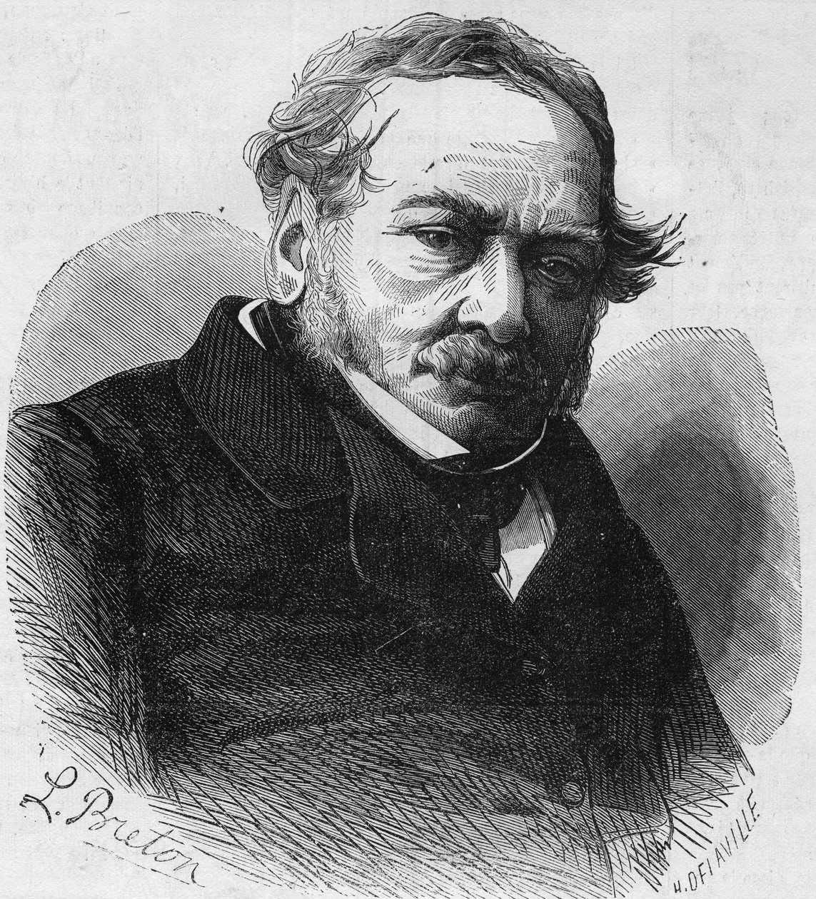 Retrato de Paul de Kock (1793-1871), romancista e dramaturgo francês. Gravura em "Le Monde Illustre" n°601 de 17 de outubro de 1868. de French School