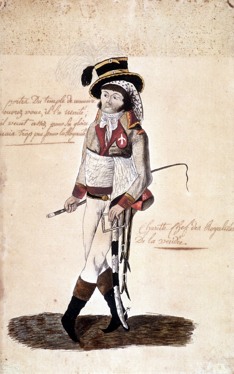 Retrato completo de François Athanase (François-Athanase) de Charette de la Contrie (1763-1796), líder realista da Vendée - Musée Dobrée, Nantes de French School