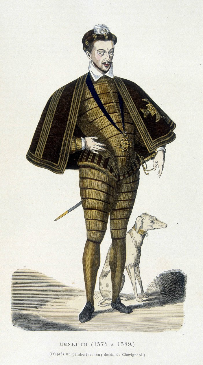 Retrato em pés de Henrique III (1551 - 1589) - em "A França e os franceses através dos séculos" de Augustin Challamel de French School