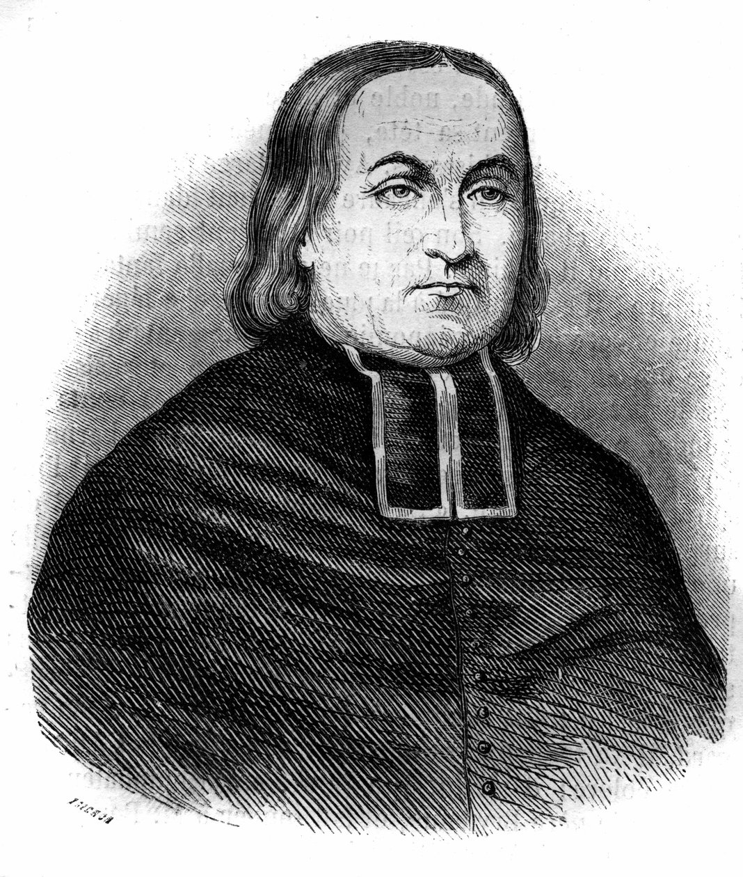 Retrato de Abbe Theodore Combalot (1798-1873), religioso francês, fundador da Congressão dos "Religiosos da Assunção". Gravura de 1852. de French School