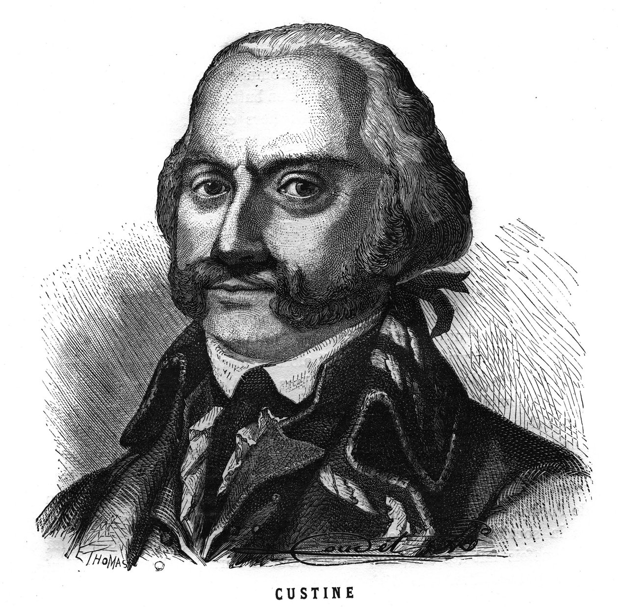 Retrato de Adam Philippe de Custine (1740-1793) general francês. Gravura em "Les Illustrations De L
