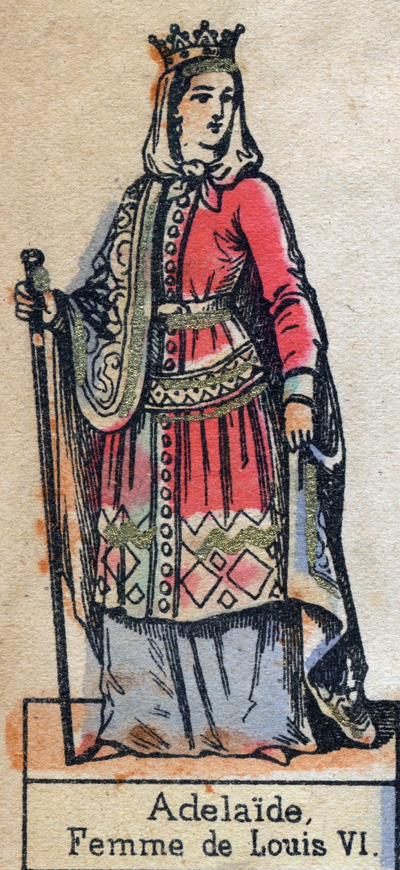 Retrato de Adele de Savoie (Alix ou Adelaide de Maurienne) (ca. 1100-1154), esposa de Luís VI da França. (dinastia Capetian). Ilustração do final do século XIX. de French School