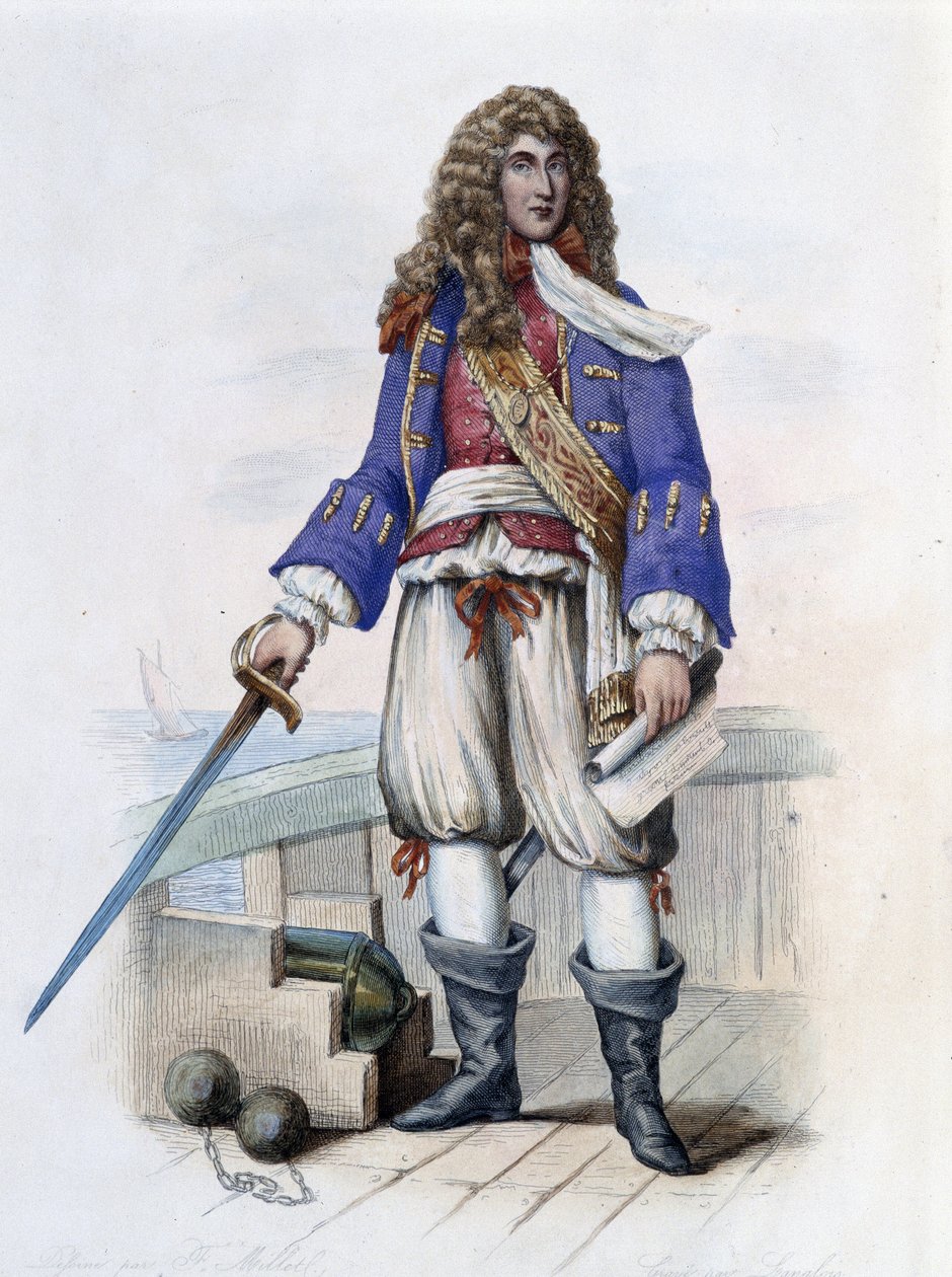 Retrato da Almirante Anne Hilarion de Costentin (Cotentin), Conde de Tourville (1642-1701) - em "Le Plutarque francais", de Mennechet, Paris de French School