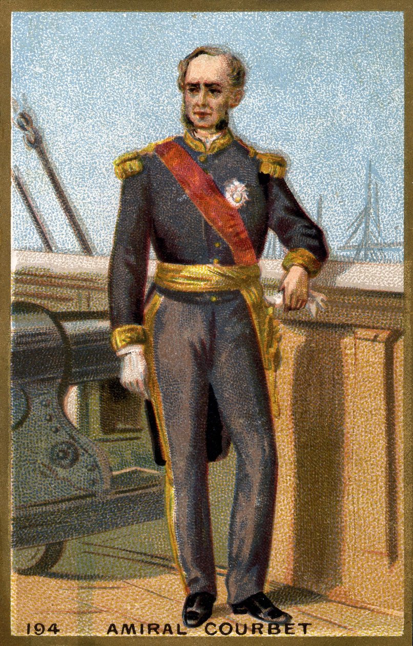 Retrato do Almirante Courbet (1827-1885). Cromolitografia do final do século XIX. de French School