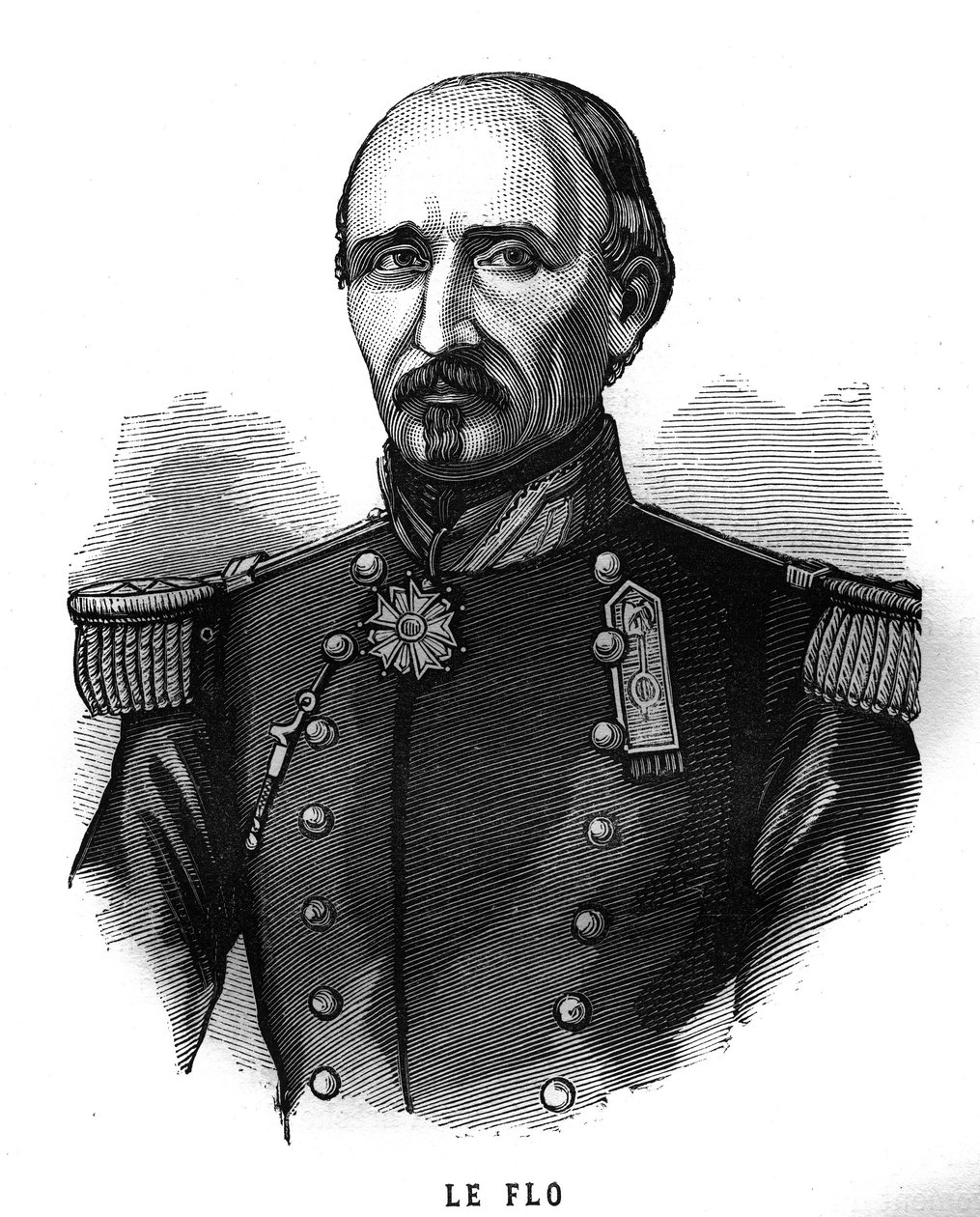 Retrato de Adolphe Le Flo (1804-1887), general do Armee francês e político. Gravura em "Les Illustrations De L