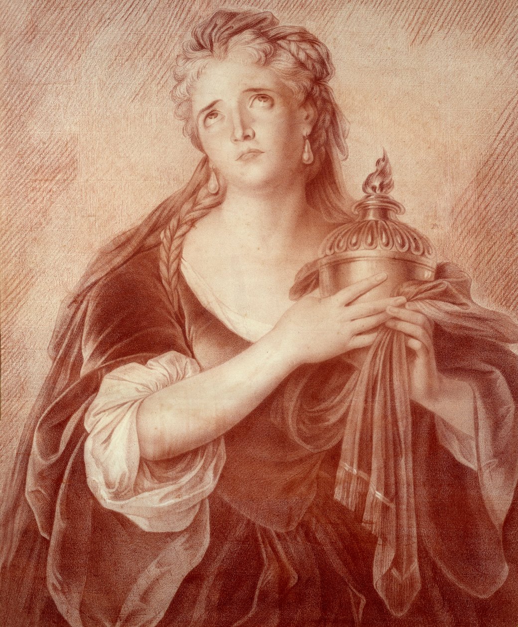 Retrato de Adrienne Lecouvreur (1692-1730), artista dramática francesa. Desenho de Philippe De Saint Albin de French School