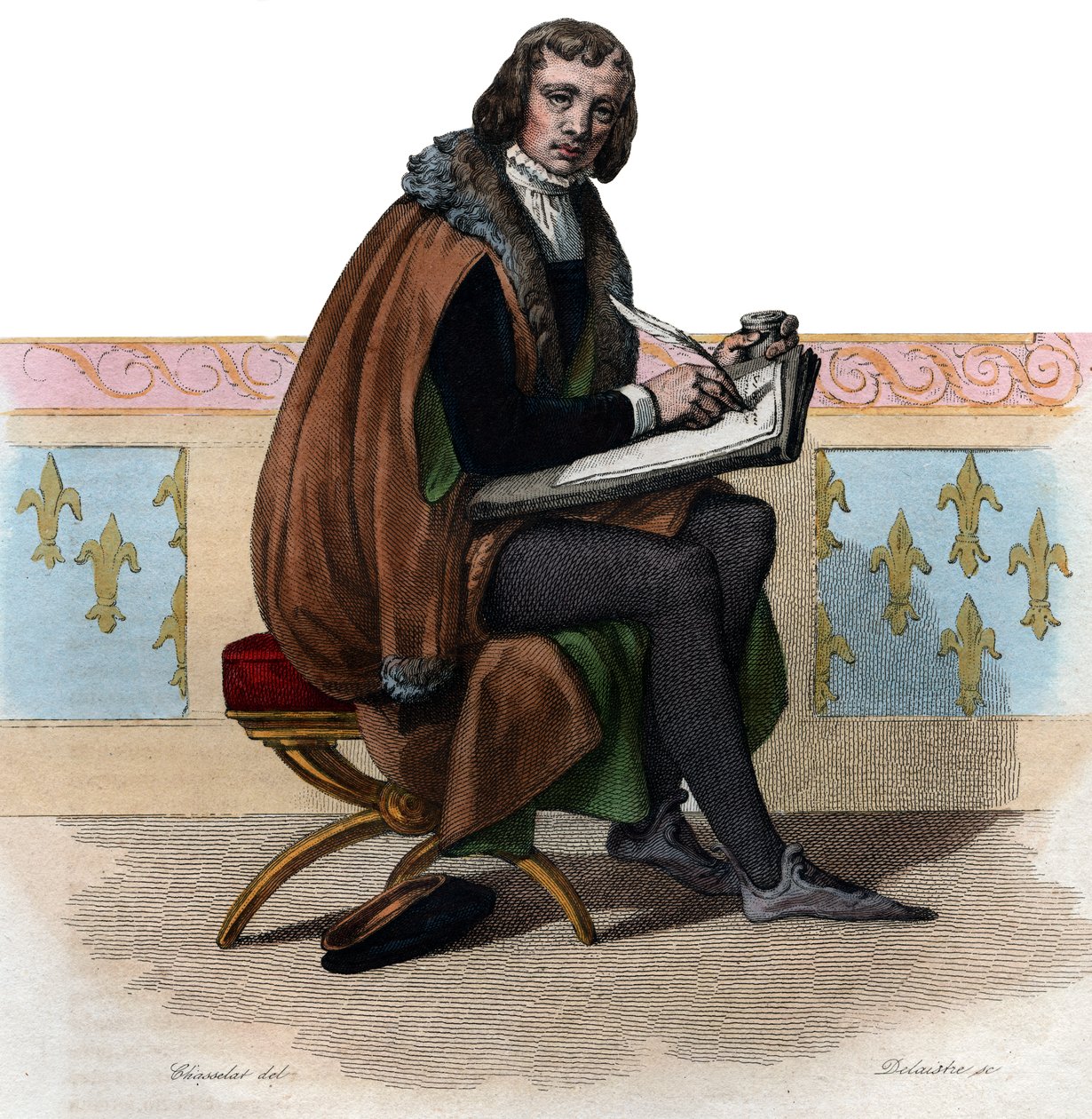 Retrato de Alain Chartier (1385-1430), poeta francês e escritor político. de French School