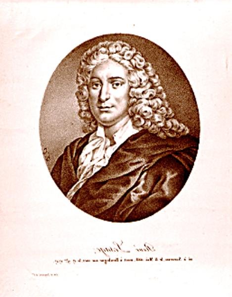 Retrato de Alain Rene Lesage (1668-1747) (litho) (foto p/b) de French School