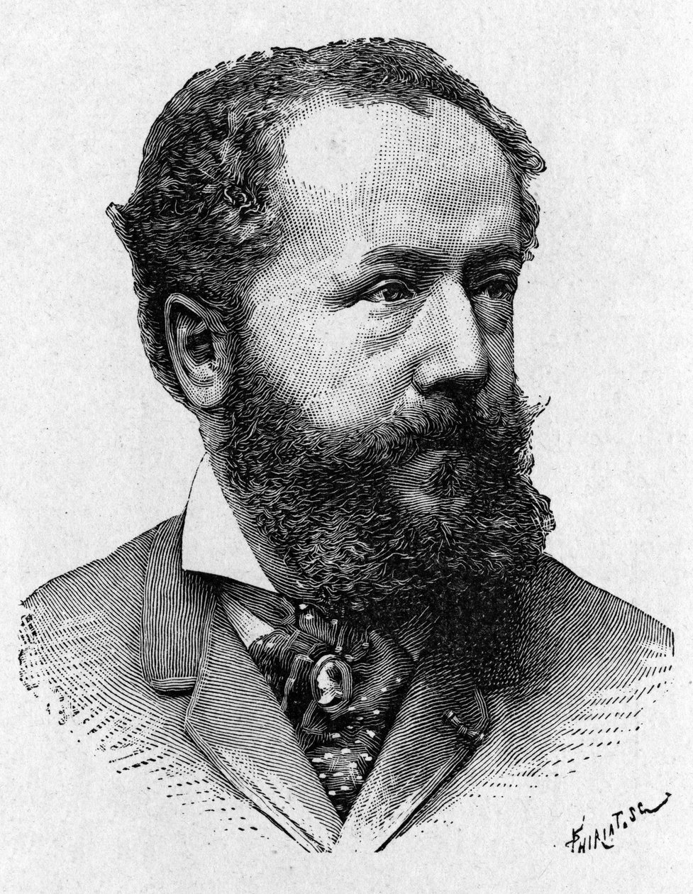 Retrato de Albert Tissandier, Irmão de Gaston Tissandier, aeronáutico francês - no "Album de la Science; cientistas ilustres; Grandes descobertas" 1896. de French School