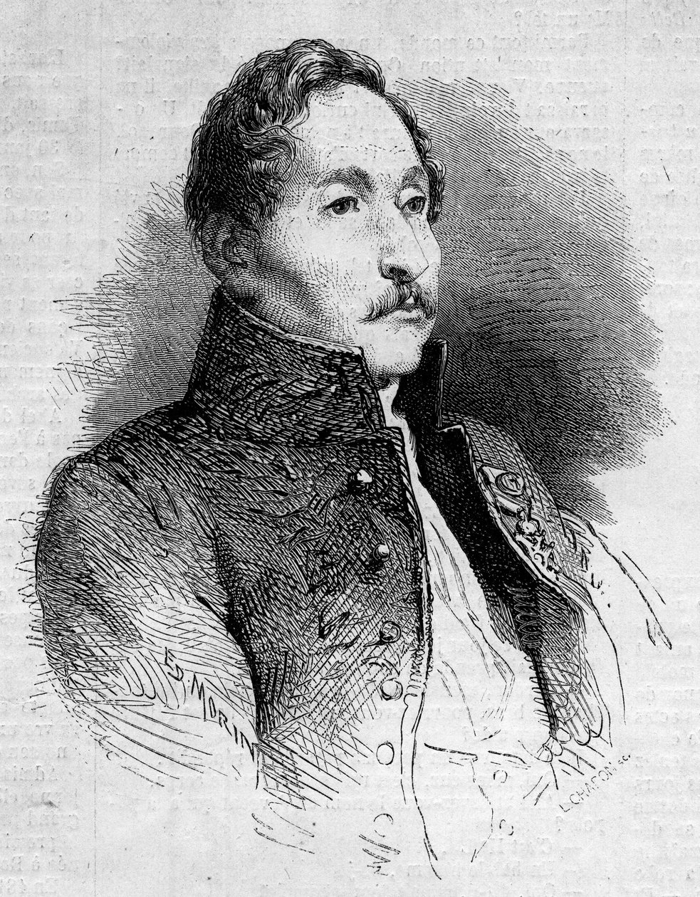 Retrato de Alexandre Denis Abel de Pujol (1787-1861), pintor francês. Gravura em "Le Monde Illustré" n°235 de 12 de Outubro de 1861. de French School