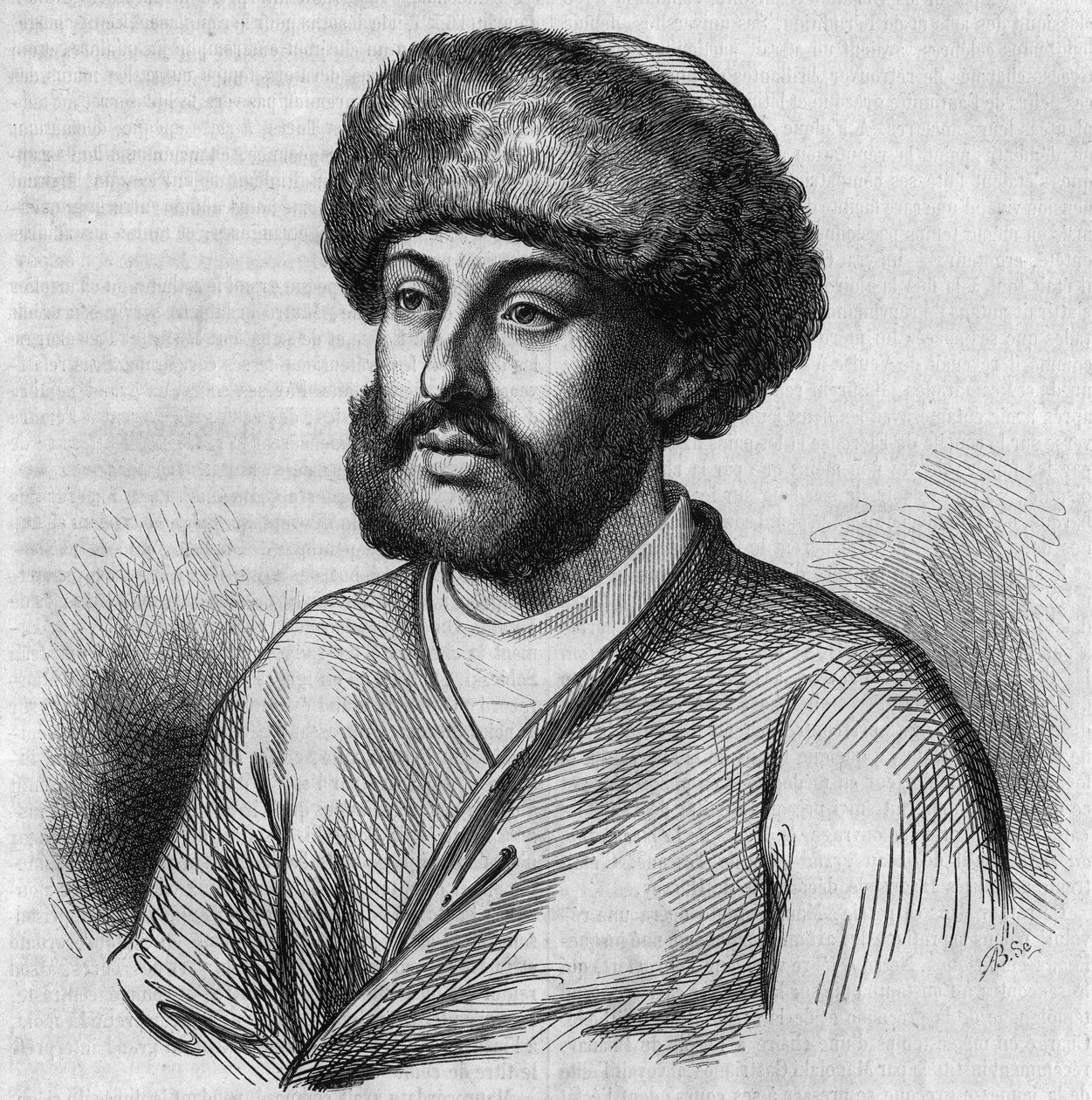 Retrato de Alexandre Maurocordato (Mavrocordatos) (1636-1709), político grego, Drogman (intérprete) para o governo otomano. Gravura de Chevignard em "Le Magasin Picturesque" (Le Magasin Picturesque) de French School