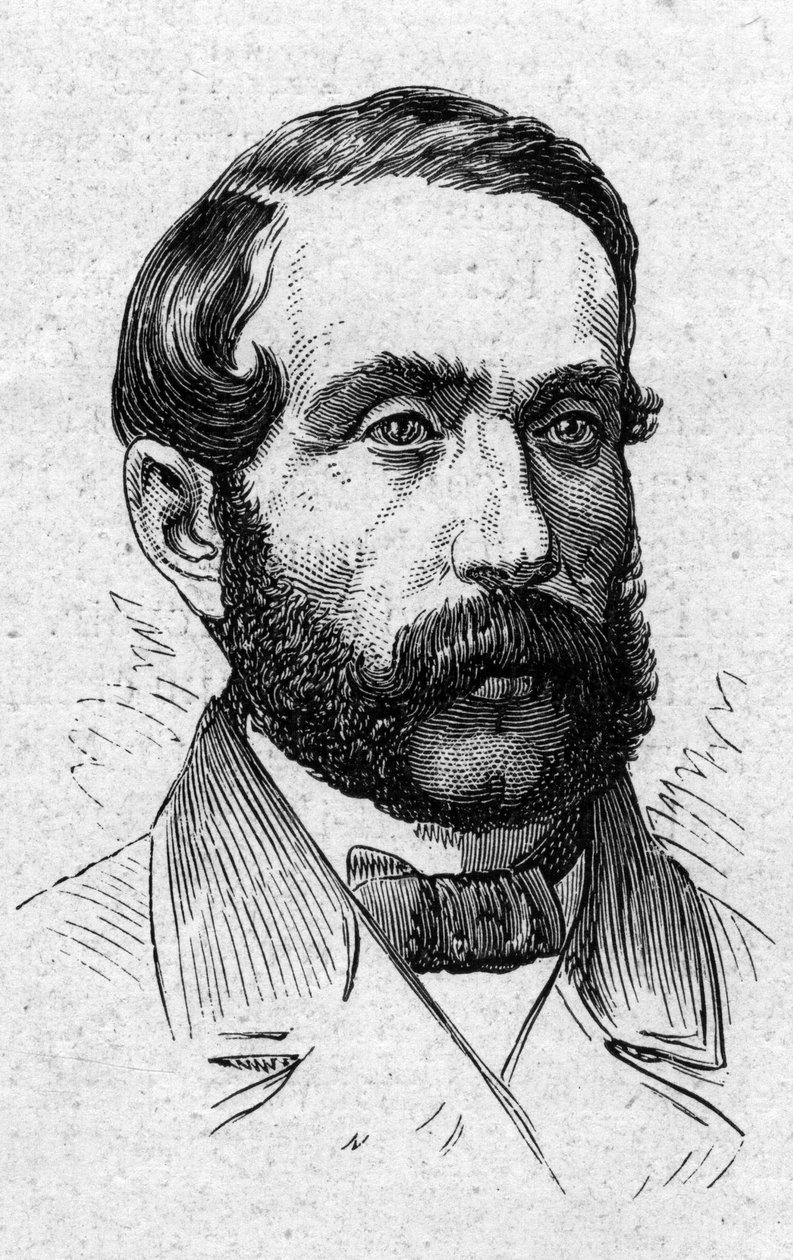 Retrato de Alfred Mezieres (1826-1915), historiador literário, político, ensaísta e acadêmico francês. Gravura em "Le Monde Illustré" n°883 de 14 de março de 1874. de French School
