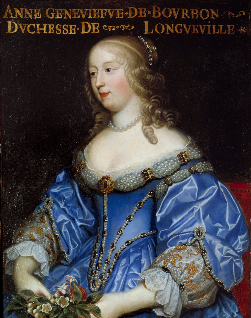 Retrato de Anne Genevieve de Bourbon Conde (Anne-Genevieve de Bourbon-Conde), Duquesa de Longueville (1619-1679) Pintura da Escola Francesa de French School