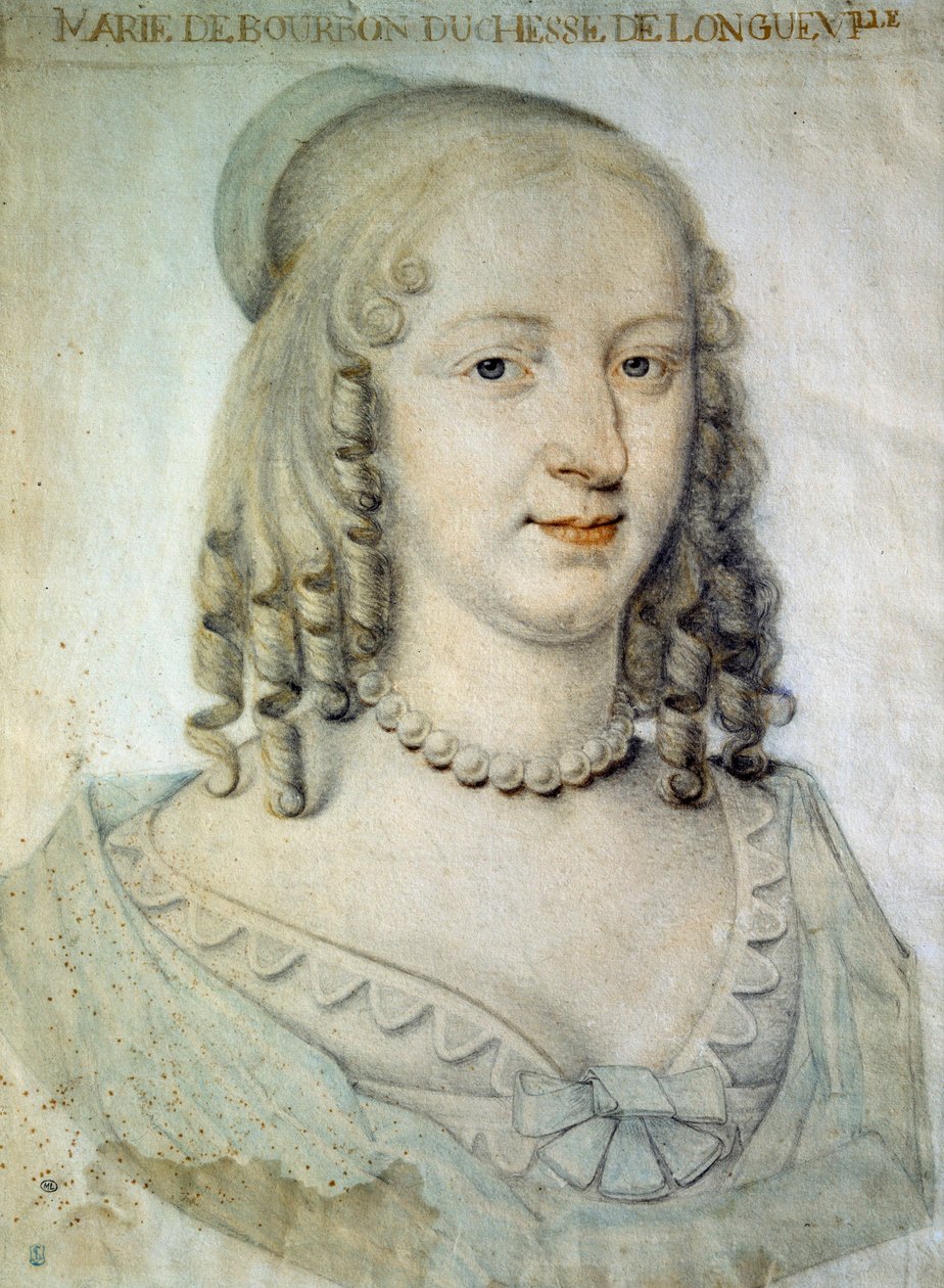 Retrato de Anne Genevieve de Bourbon Conde (Anne-Genevieve de Bourbon-Conde), Duquesa de Longueville (1619-1679), irmã do desenho do Grande Conde Anônimo - século XVII Chantilly, musee Conde de French School