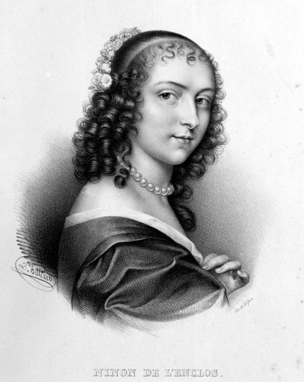 Retrato de Anne "Ninon" do Enclos (ou Ninon de Lenclos ou Ninon de Lanclos) de French School
