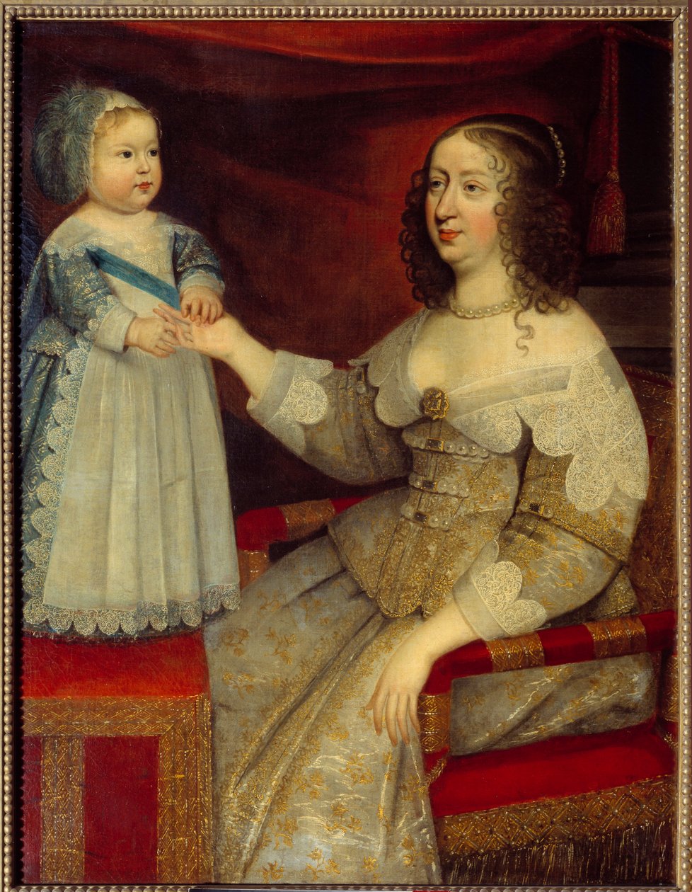 Retrato de Ana da Áustria, Rainha de França (1601-1666) e do golfinho Luís XIV (1638-1715) Pintura da Escola Francesa. Antes de 1643. Sol 1,2x0,96 m de French School