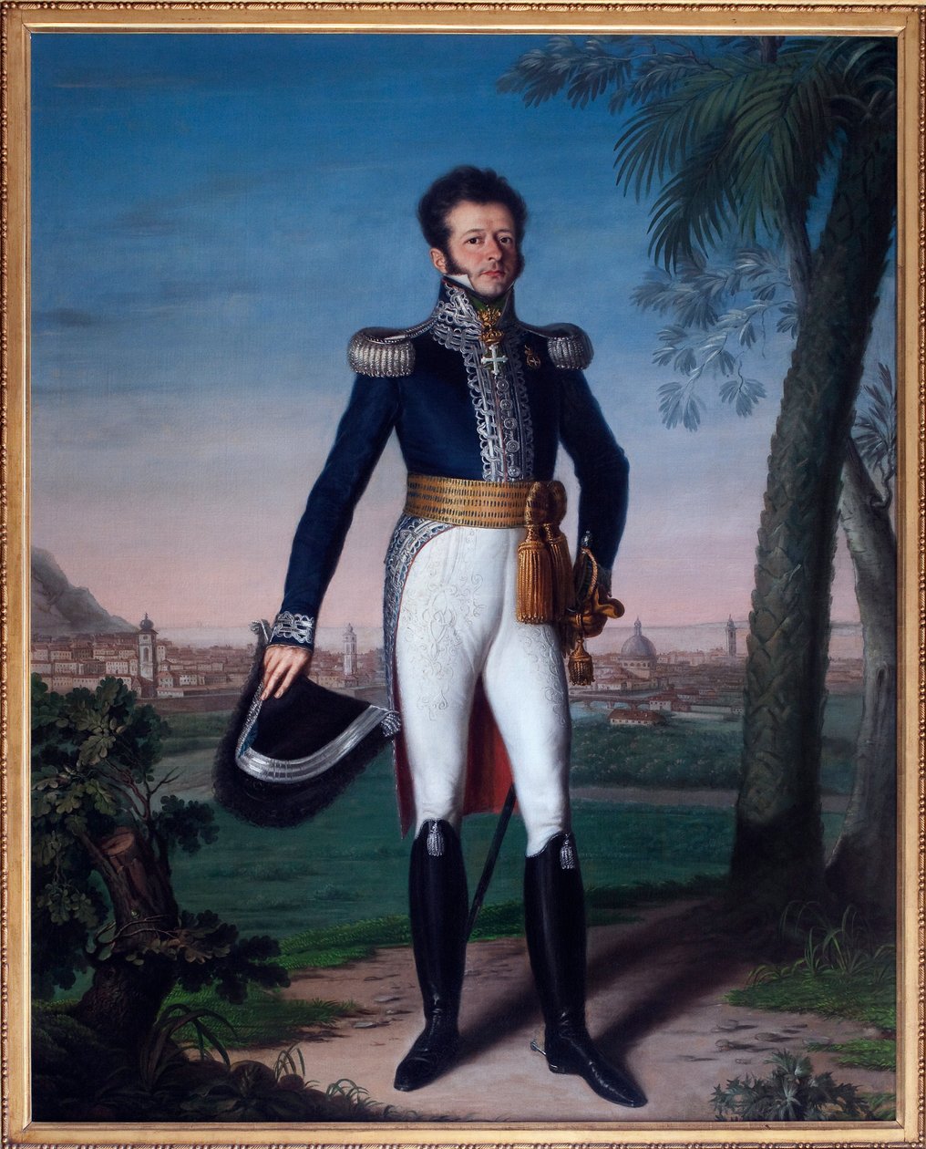Retrato de Annibal de Saluces (Annibale Di Saluzzo) (1776-1852), Governador de Nice em Restauração - Pintura de Jean Vacca, óleo sobre tela, arte francesa - Arquivo Municipal de Nice de French School