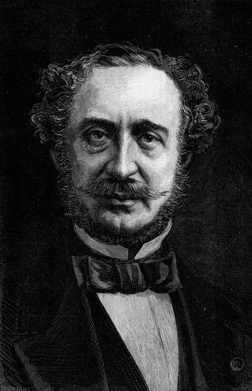 Retrato de Antoine Agenor, Duque de Gramont (1819-1880) diplomata e político francês. Gravura em "Le Monde Illustré" n°1191 de 24 de Janeiro de 1880. de French School