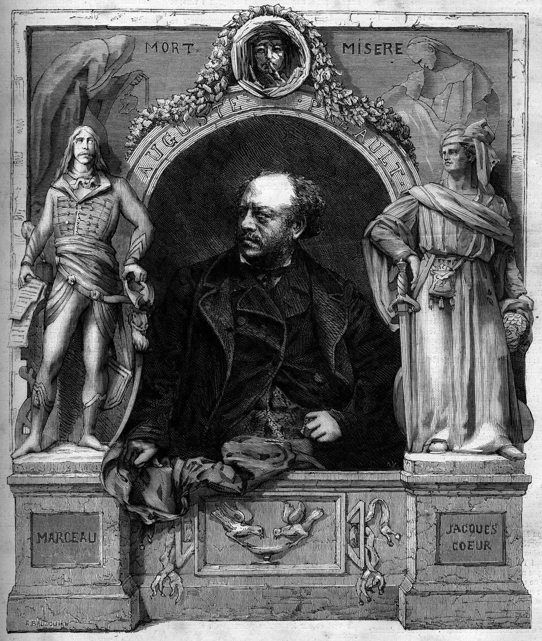 Retrato de Antoine Augustin Preault (1809-1879), escultor francês. Gravura em "Le Monde Illustré" n°1139 de 25 de janeiro de French School