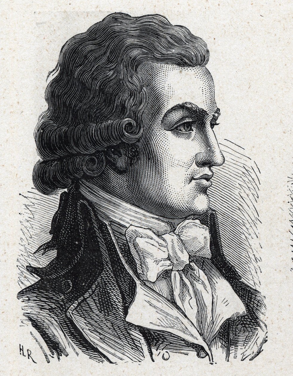 Retrato de Antoine Pierre Joseph Marie Barnave (1761-1793) político francês. Gravura de 1889. Coleção privada. de French School