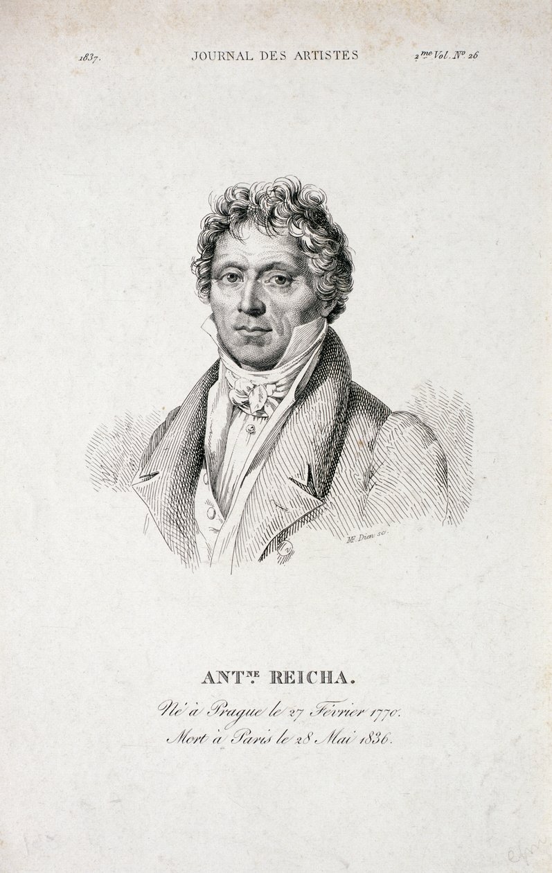 Retrato de Antoine Reicha (1770-1836) do Jornal de Artistas de French School