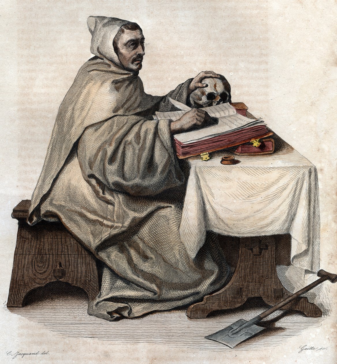 Retrato de Armand Jean le Bouthillier de Rance (1626-1700), abade francês e fundador dos cistercienses trapistas. de French School