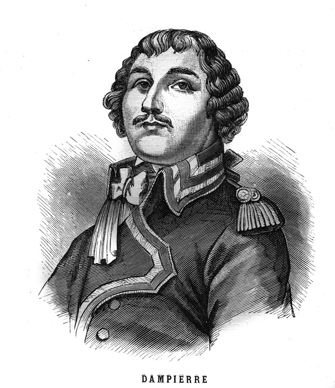 Retrato de Auguste Picot de Dampierre (1756-1793), general da Revolução Francesa. Gravura em "Les Illustrations De L