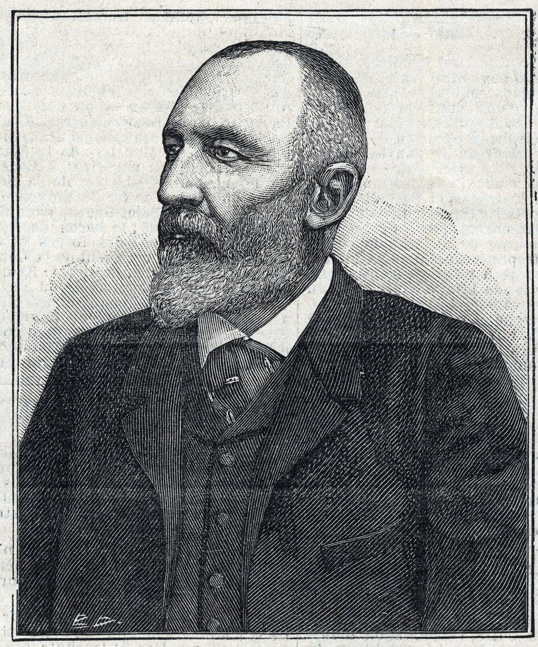 Retrato de Auguste Scherer-Kestner (Scheurer Kestner) (1833 -1899), químico, industrial e político alsaciano. Gravura de 1897. Coleção privada. de French School