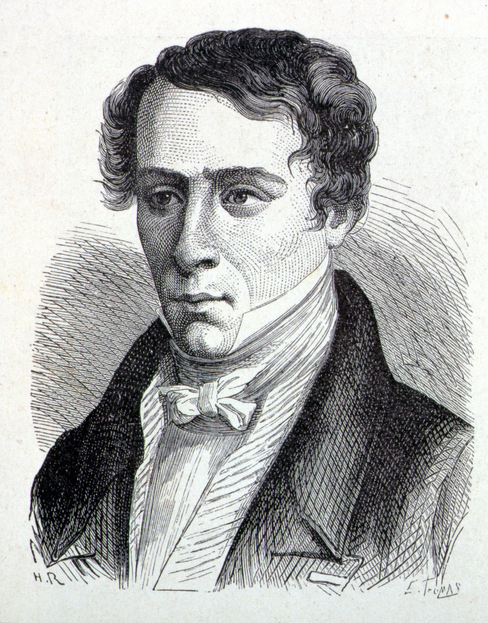 Retrato de Augustin Fresnel (1788- 1827), físico francês - em "Álbum de Ciências; cientistas ilustres; Grandes descobertas" 1896. de French School