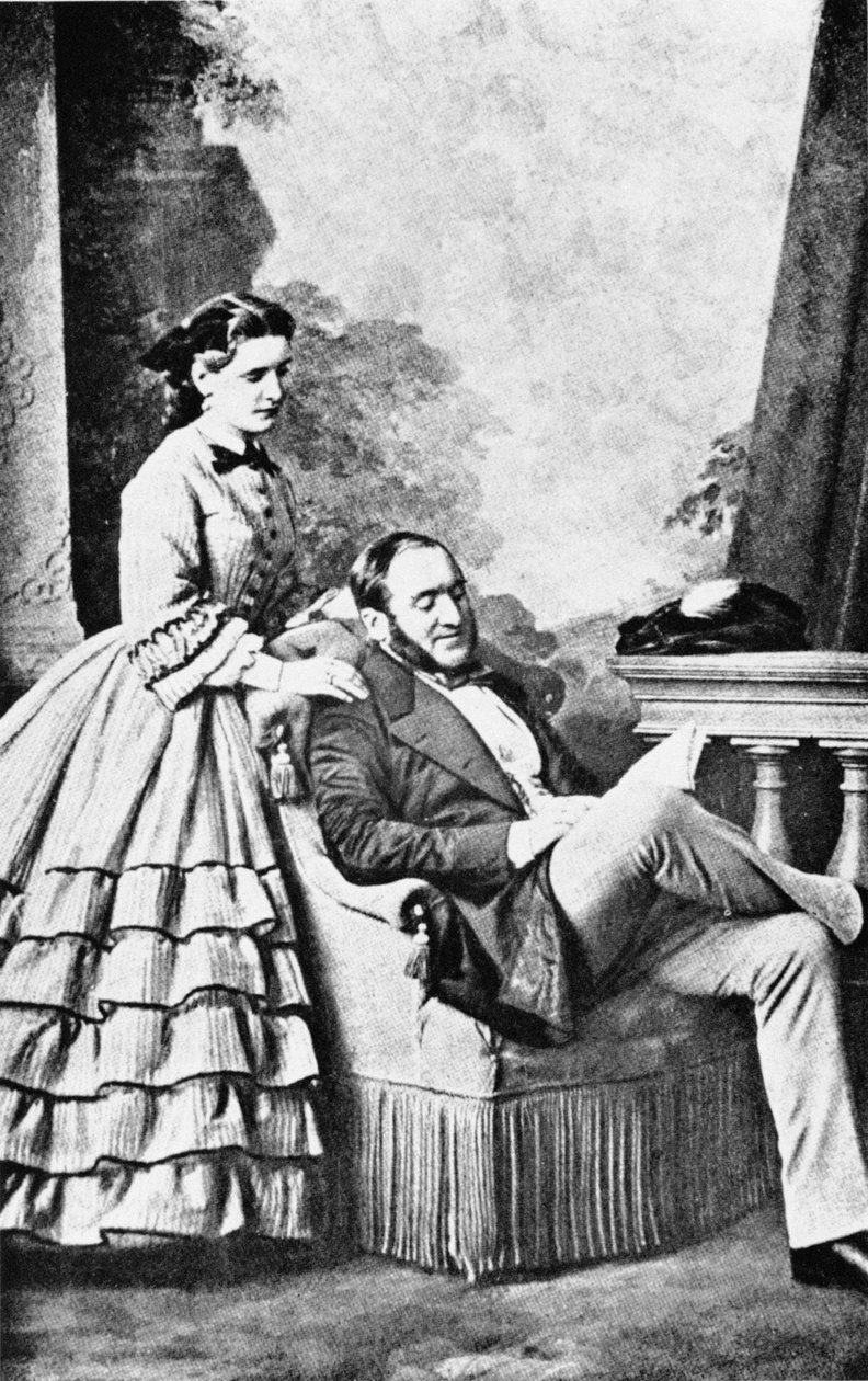 Retrato do barão Georges Eugene Haussmann (1809-91) e sua filha, da vida e tempos do Barão Haussmann, Londres, Weidenfeld & Nicholson, do século XIX de French School