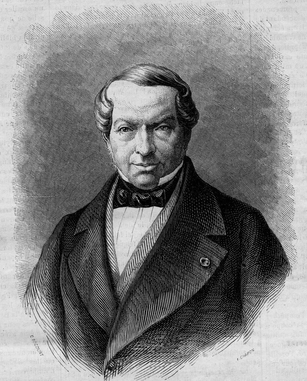 Retrato do Barão James de Rothschild (1792-1868), banqueiro alemão. Gravura no "Le Monde Illustré" n°298 de 27 de Dezembro de 1862. de French School