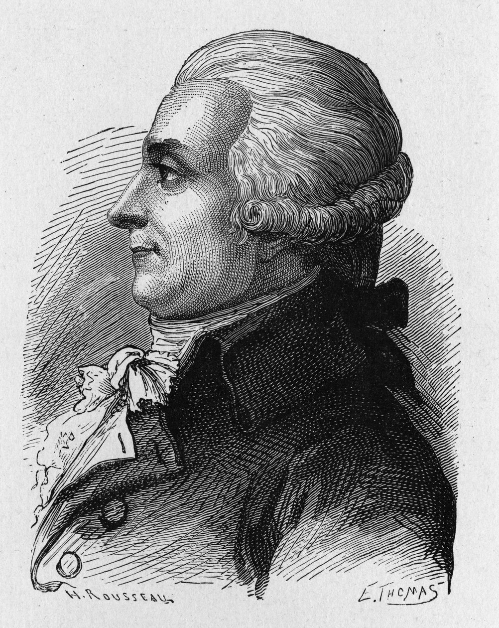 Retrato do Barão Louis-Bernard Guyton-Morveau (Louis Bernard Guyton de Morveau) (Guiton) (1737-1816), político francês, químico e revolucionário - no "Album de la Science; ilustres estudiosos; Grandes disouvertes" 1896. de French School
