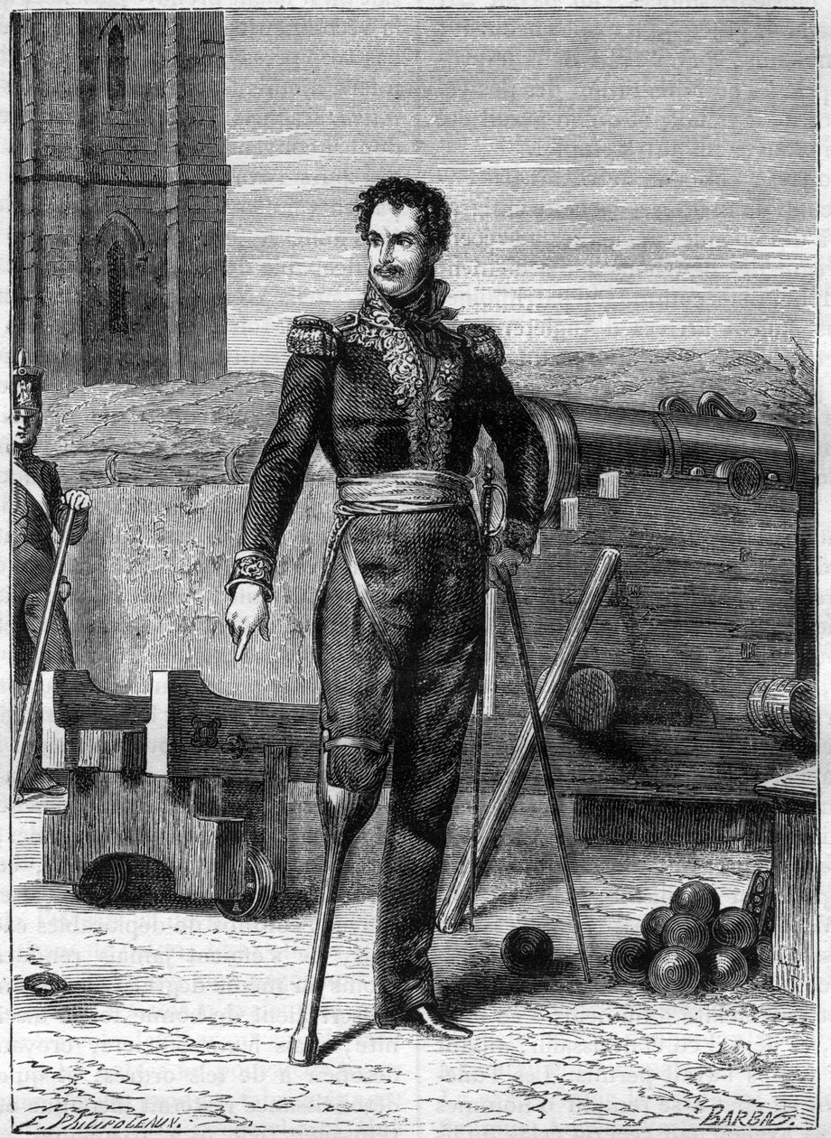 Retrato do Barão Pierre Yriex Daumesnil (1776-1832) - Retrato de Pierre Yriex (Pierre-Yrieix) Daumesnil (1776-1832), general francais - em "Histoire de l