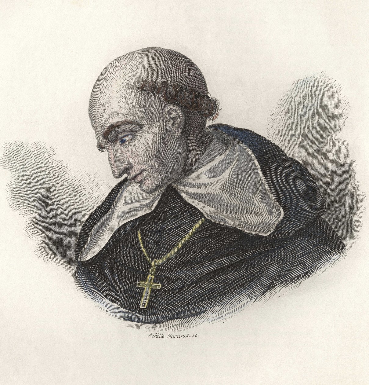 Retrato de Bartolomeu de Las Casas (1472-1566), irmão dominicano espanhol e eveque de Chiapas. in "Retratos de homens úteis" de French School