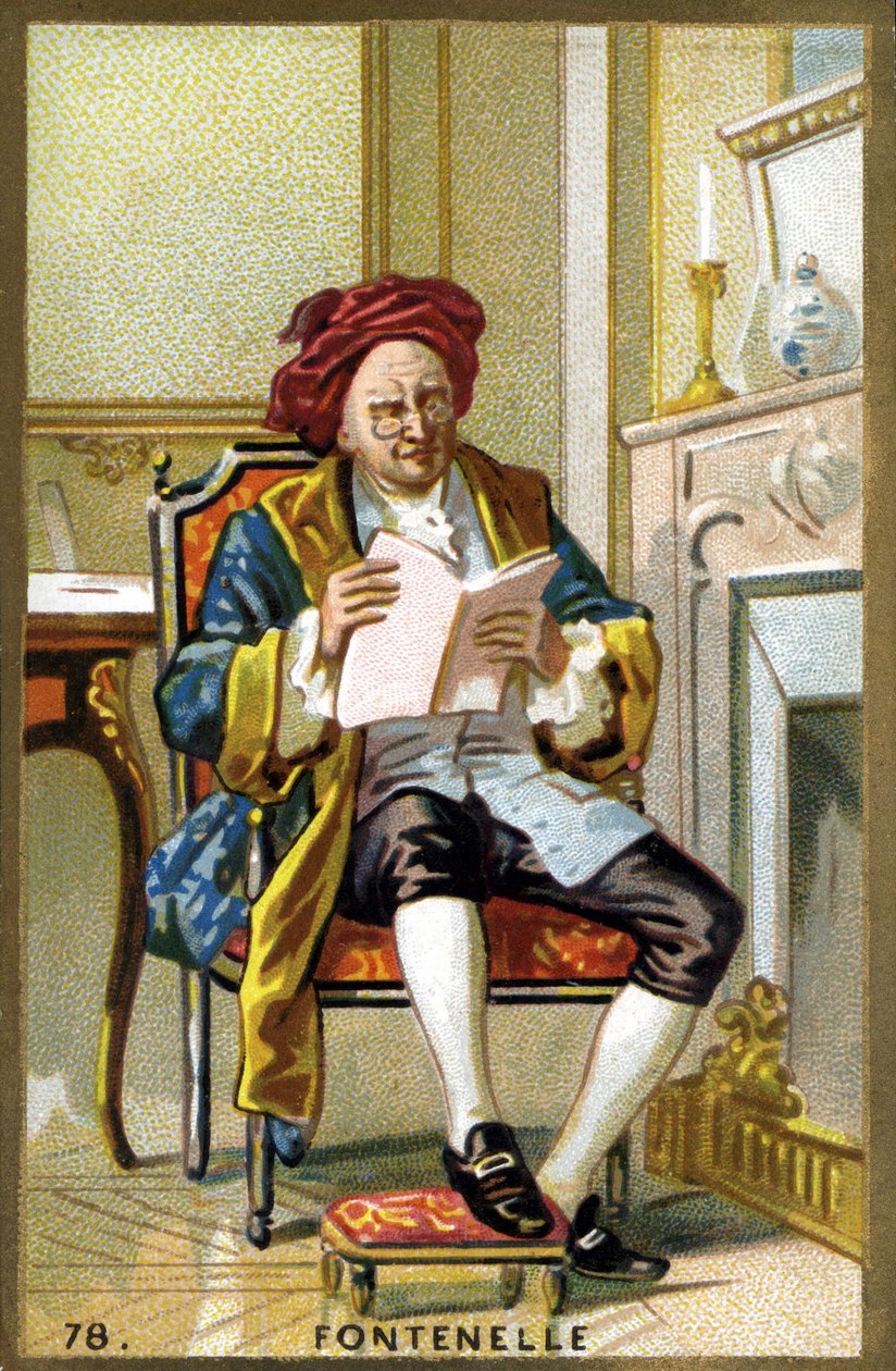 Retrato de Bernard Le Bouyer (Le Bovier) de Fontenelle (1657-1757). Cromolitografia do final do século XIX. de French School