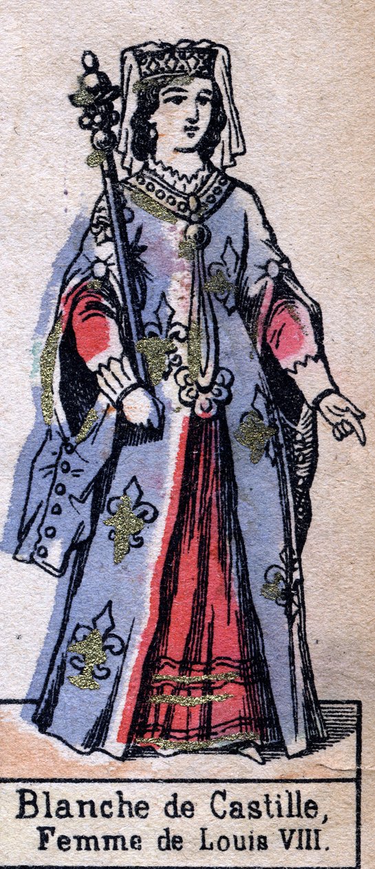 Retrato de Blanche de Castille (1188-1252), esposa de Luís VIII da França. (dinastia Capetian). Ilustração de finais do século XIX. de French School